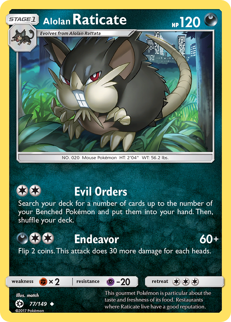 Alolan Raticate – Sun & Moon 77/149 Pokémon card
