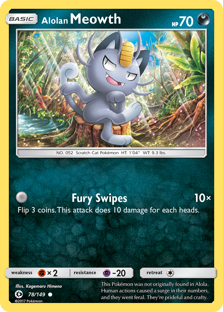 Alolan Meowth – Sun & Moon 78/149 Pokémon card