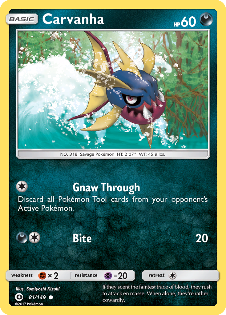 Carvanha – Sun & Moon 81/149 Pokémon card