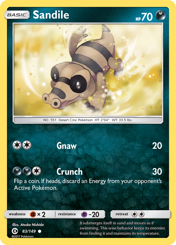 Sandile – Sun & Moon 83/149 Pokémon card