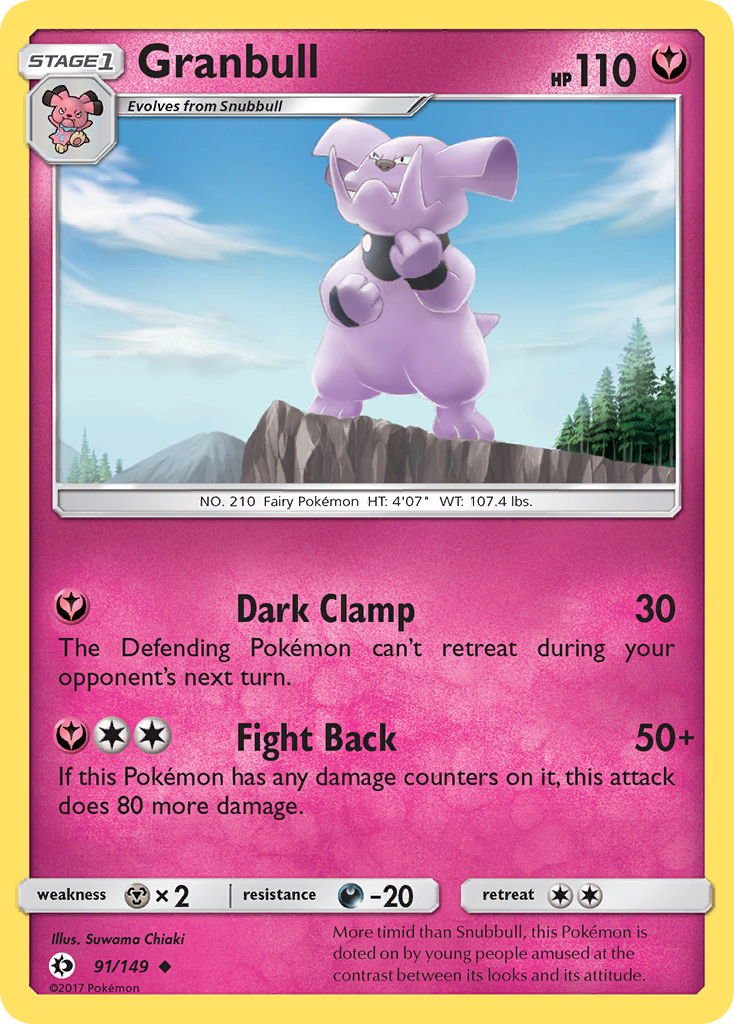 Granbull – Sun & Moon 91/149 Pokémon card