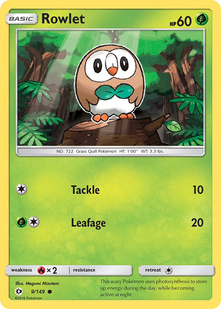 Rowlet – Sun & Moon 9/149 Pokémon card