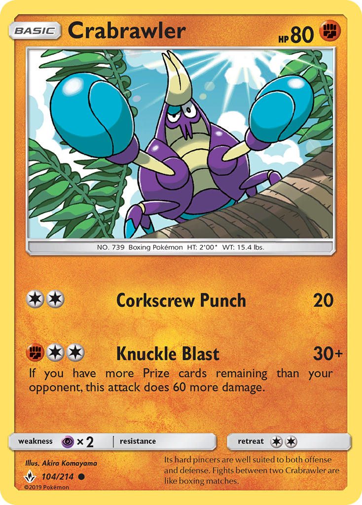 Crabrawler – Unbroken Bonds 104/214 Pokémon card