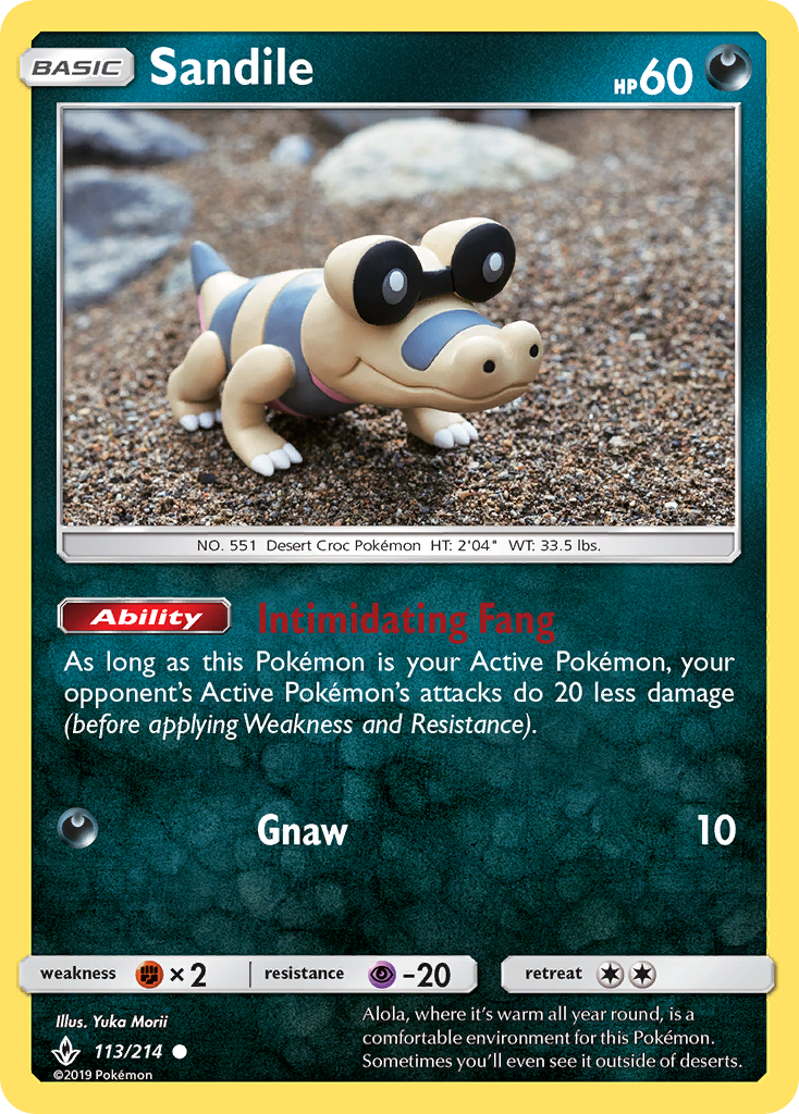 Sandile – Unbroken Bonds 113/214 Pokémon card