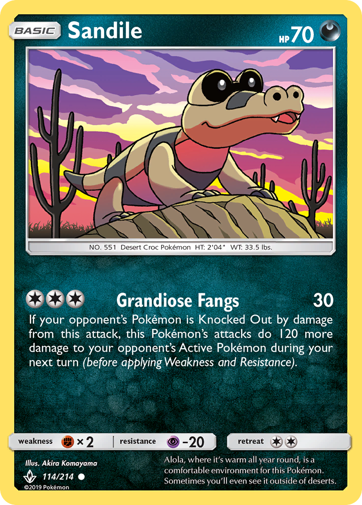 Sandile – Unbroken Bonds 114/214 Pokémon card