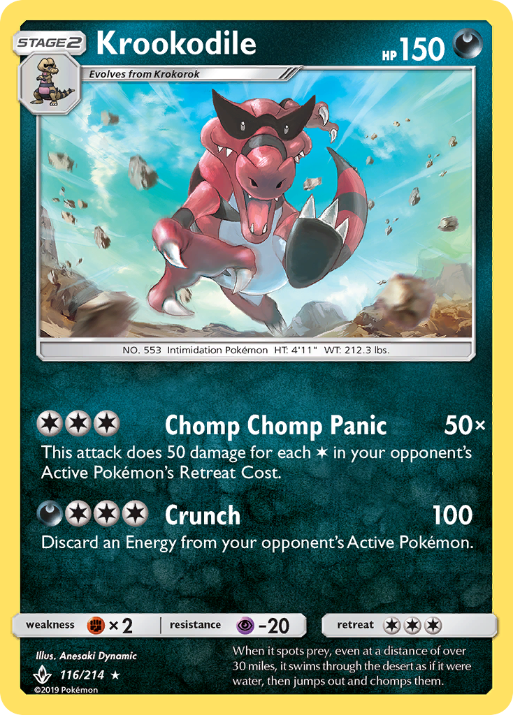 Krookodile – Unbroken Bonds 116/214 Pokémon card