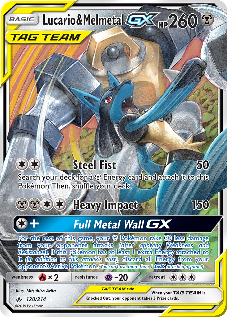Lucario & Melmetal-GX – Unbroken Bonds 120/214 Pokémon card
