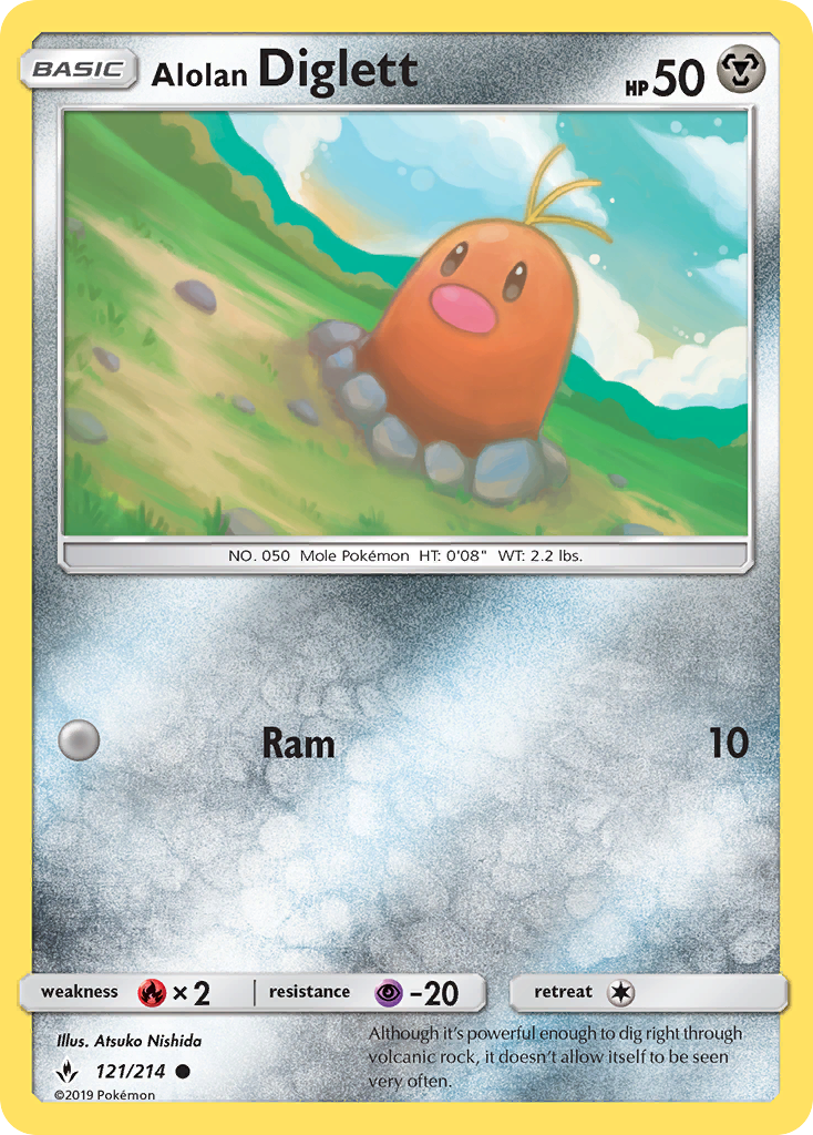 Alolan Diglett – Unbroken Bonds 121/214 Pokémon card