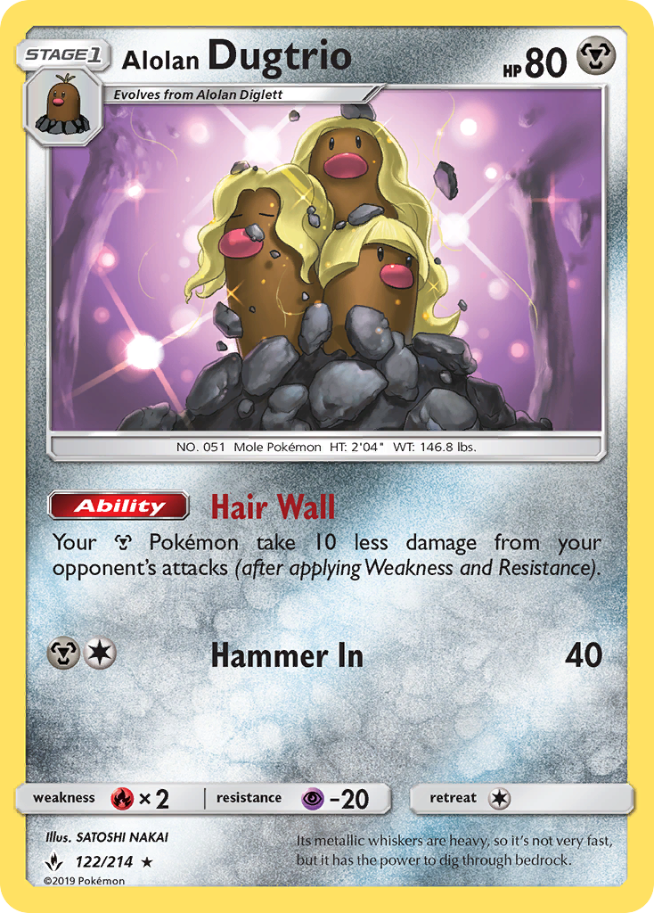Alolan Dugtrio – Unbroken Bonds 122/214 Pokémon card