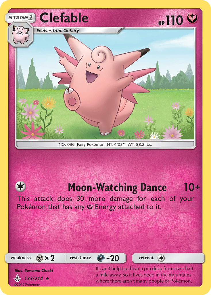 Clefable – Unbroken Bonds 133/214 Pokémon card
