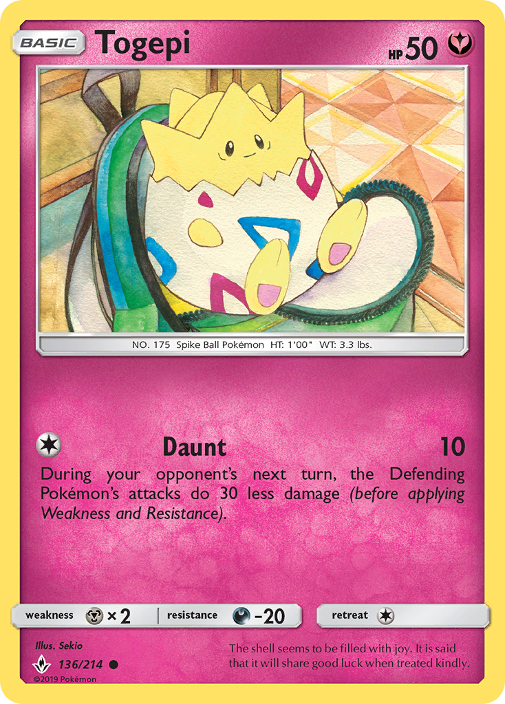 Togepi – Unbroken Bonds 136/214 Pokémon card