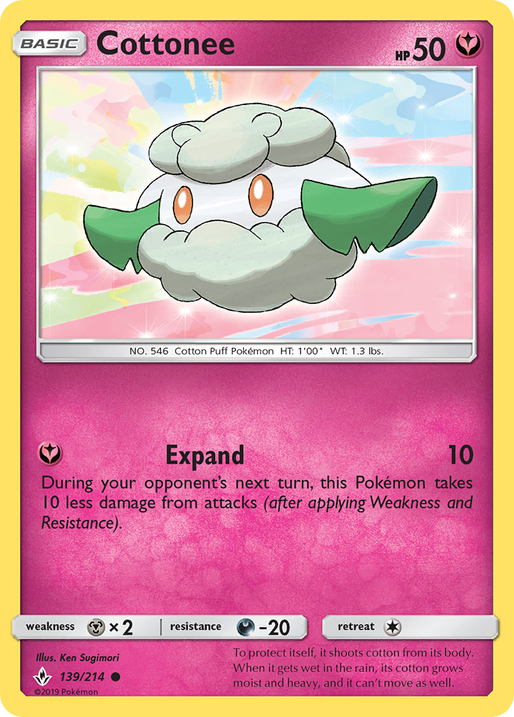 Cottonee – Unbroken Bonds 139/214 Pokémon card