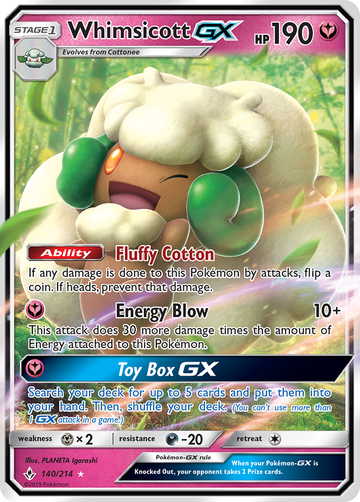 Whimsicott-GX – Unbroken Bonds 140/214 Pokémon card