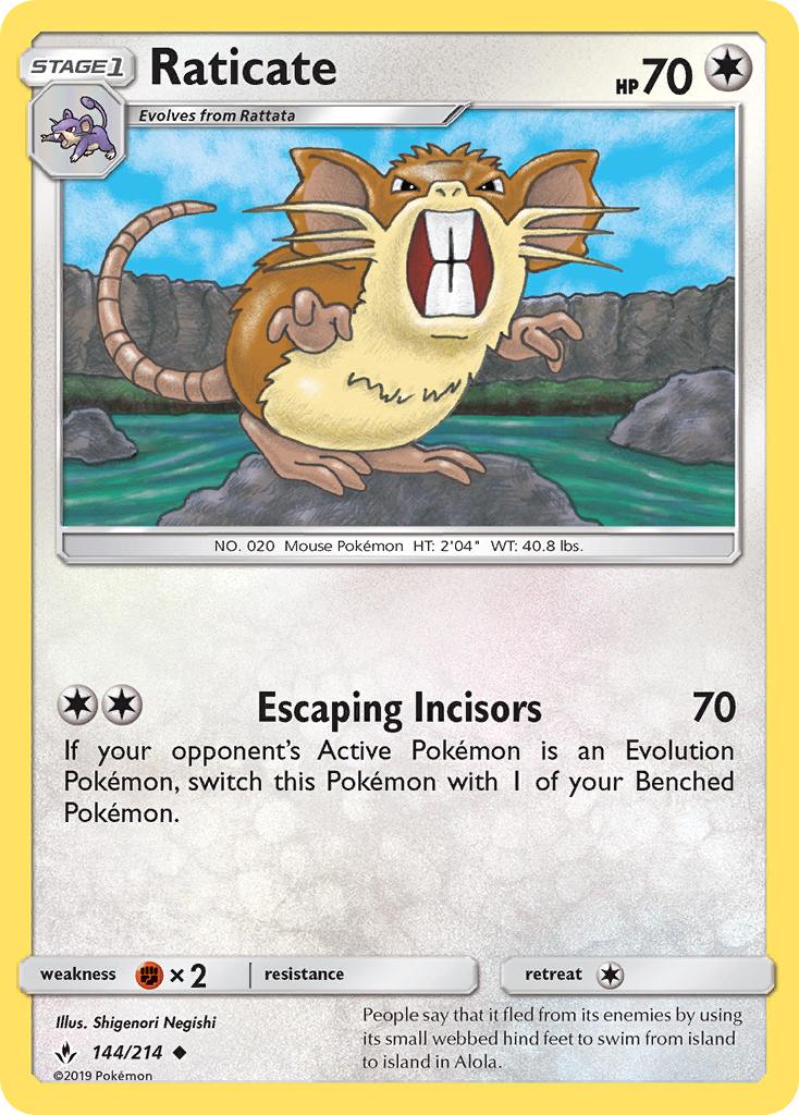 Raticate – Unbroken Bonds 144/214 Pokémon card