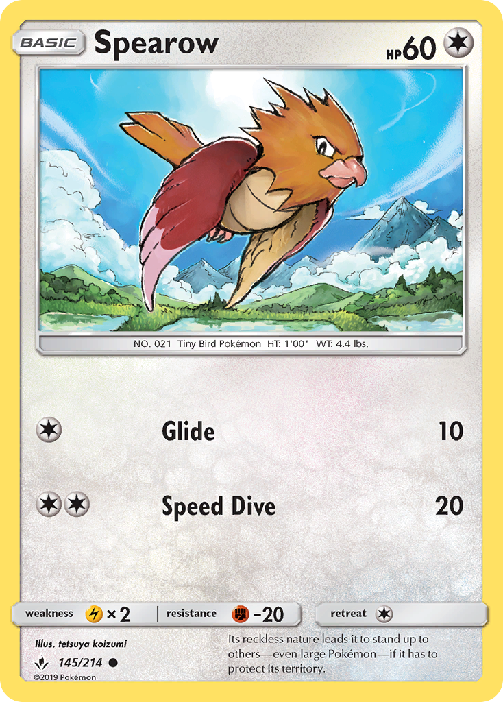 Spearow – Unbroken Bonds 145/214 Pokémon card
