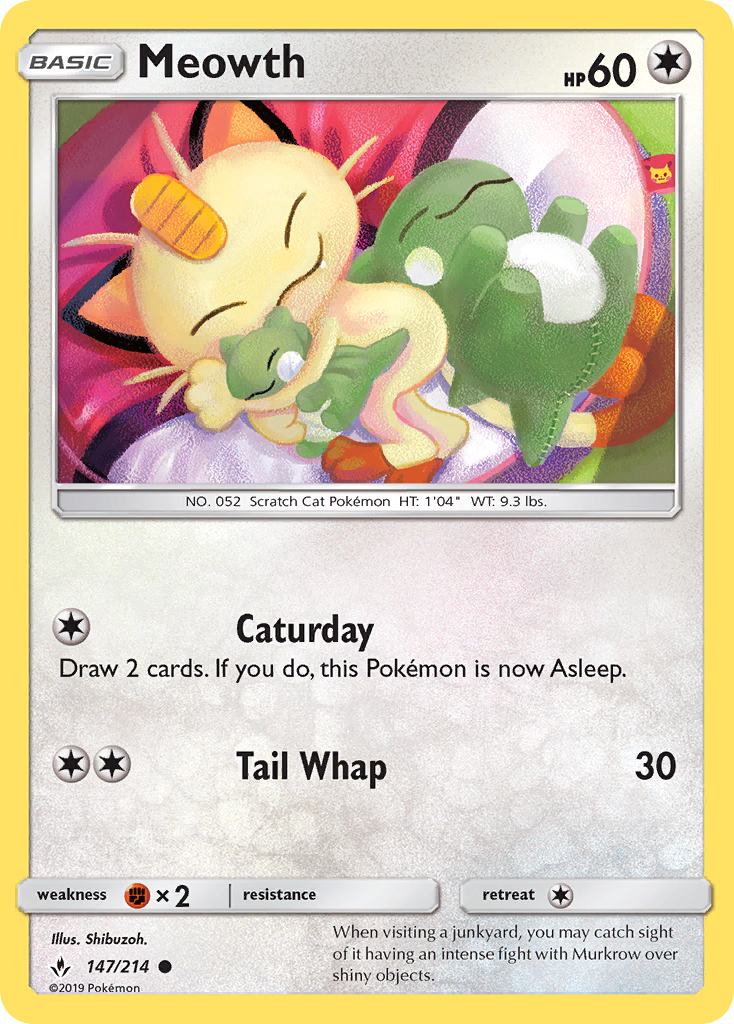 Meowth – Unbroken Bonds 147/214 Pokémon card