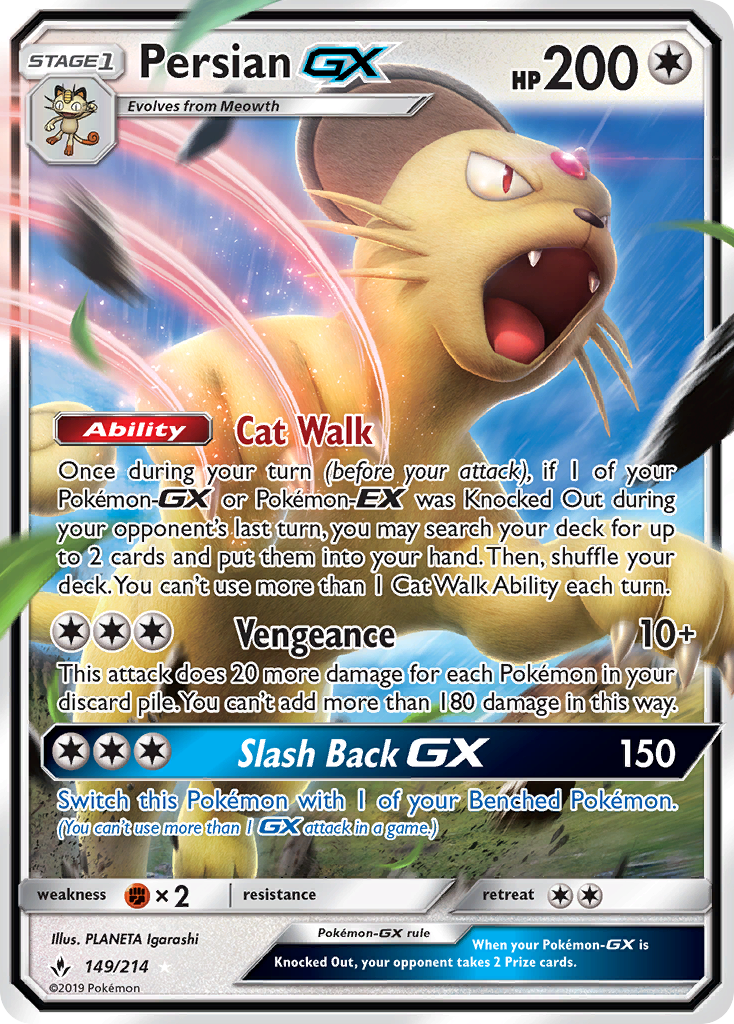 Persian-GX – Unbroken Bonds 149/214 Pokémon card