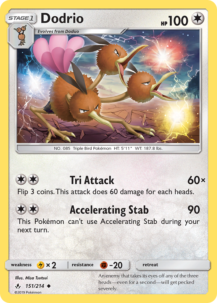 Dodrio – Unbroken Bonds 151/214 Pokémon card