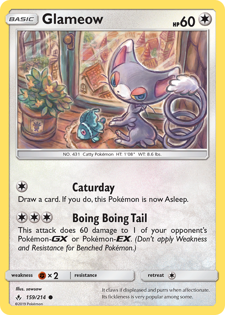 Glameow – Unbroken Bonds 159/214 Pokémon card