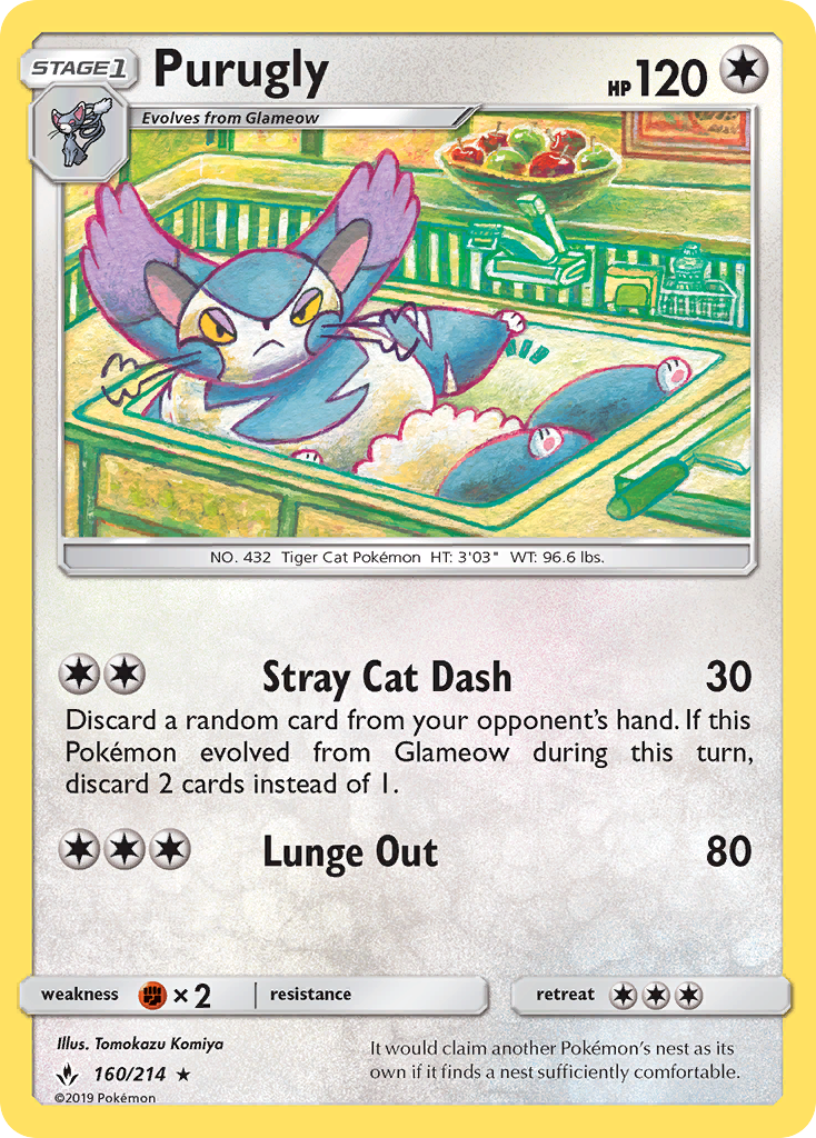 Purugly – Unbroken Bonds 160/214 Pokémon card
