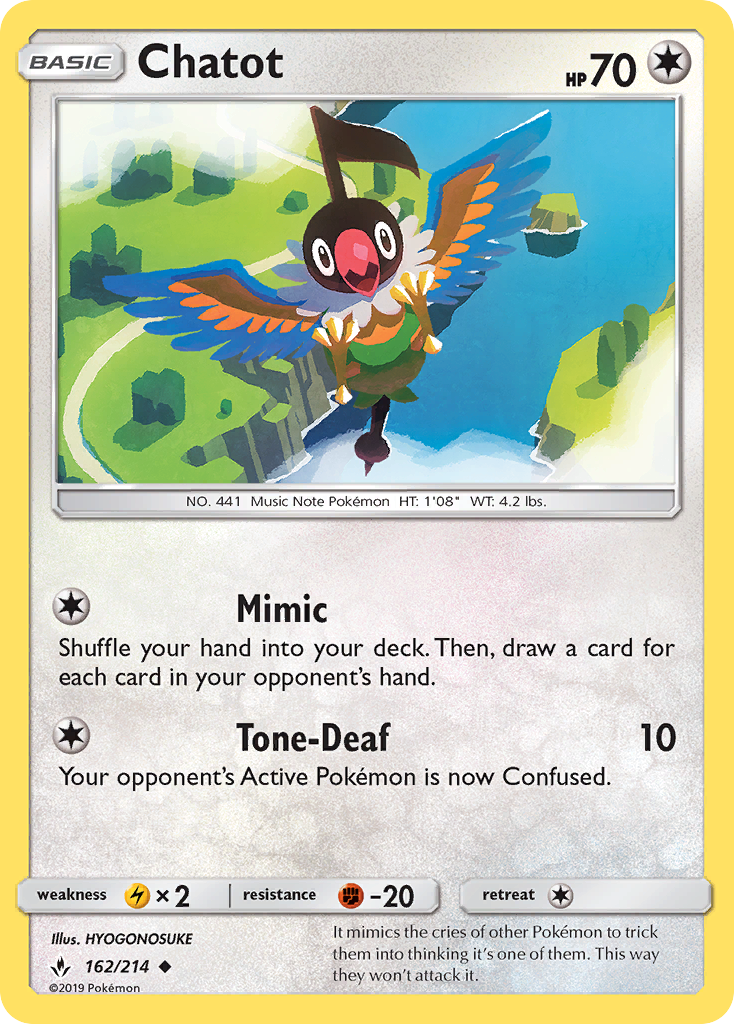 Chatot – Unbroken Bonds 162/214 Pokémon card