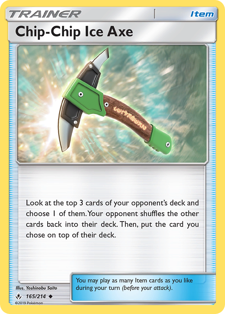 Chip-Chip Ice Axe – Unbroken Bonds 165/214 Pokémon card