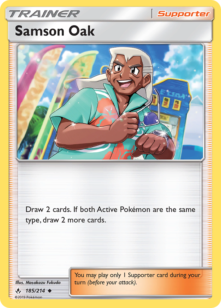 Samson Oak – Unbroken Bonds 185/214 Pokémon card