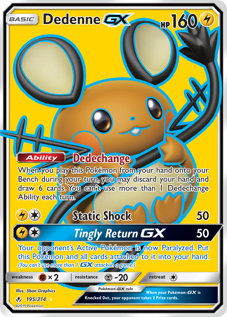 Dedenne-GX – Unbroken Bonds 195/214 Pokémon card