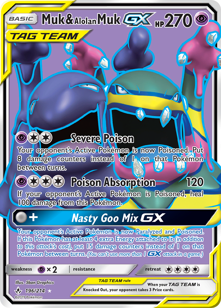 Muk & Alolan Muk-GX – Unbroken Bonds 196/214 Pokémon card