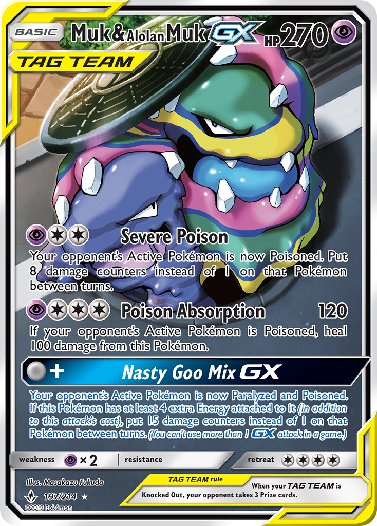 Muk & Alolan Muk-GX – Unbroken Bonds 197/214 Pokémon card
