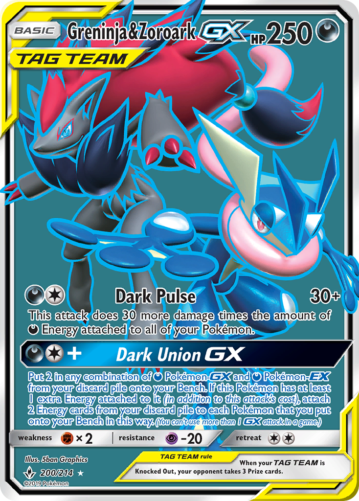 Greninja & Zoroark-GX – Unbroken Bonds 200/214 Pokémon card