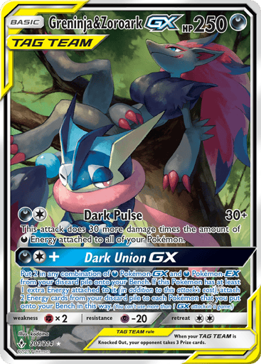 Greninja & Zoroark-GX - Unbroken Bonds 201