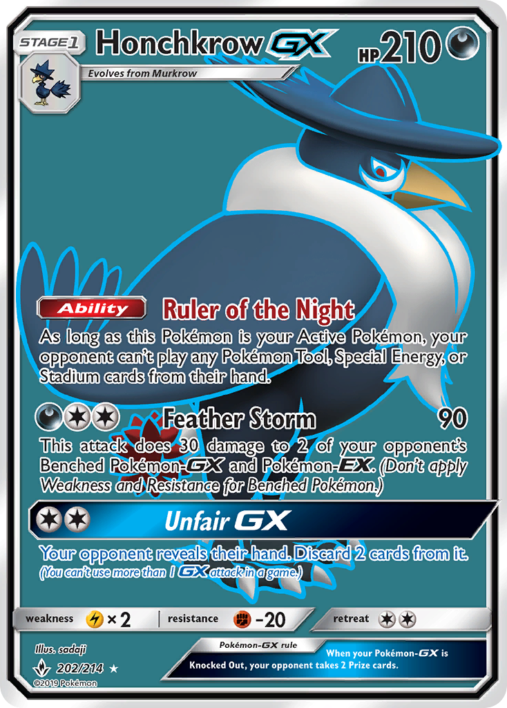 Honchkrow-GX – Unbroken Bonds 202/214 Pokémon card
