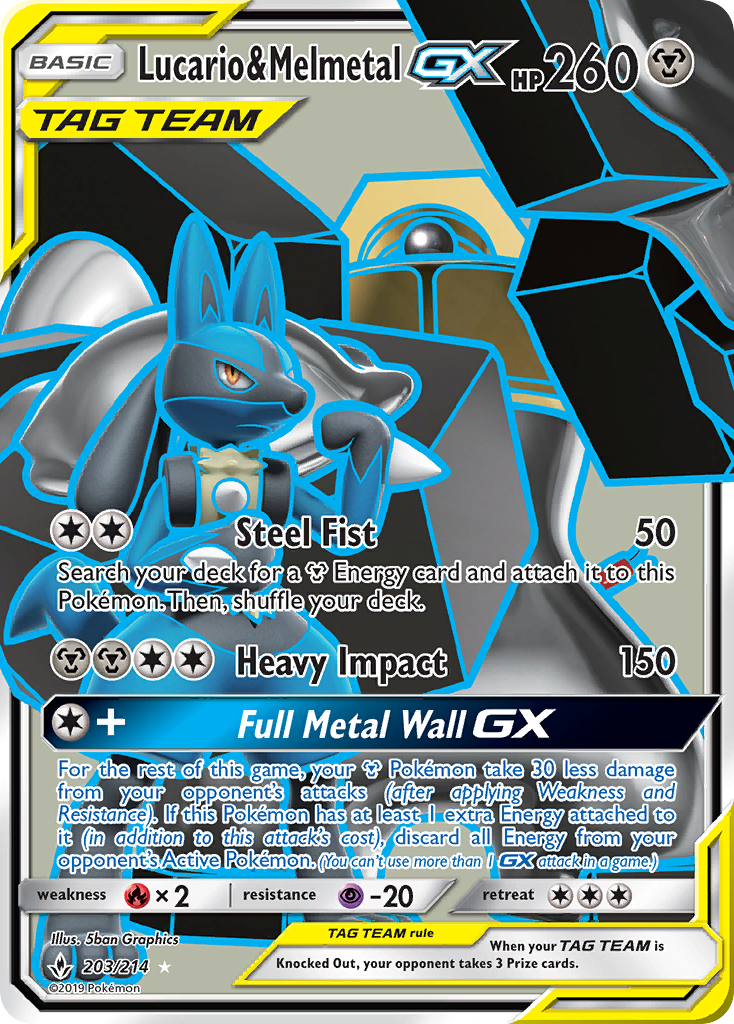 Lucario & Melmetal-GX – Unbroken Bonds 203/214 Pokémon card