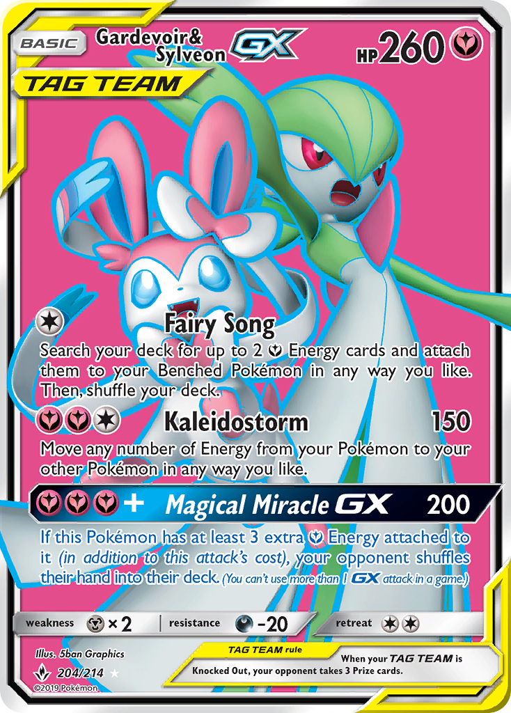 Gardevoir & Sylveon-GX – Unbroken Bonds 204/214 Pokémon card