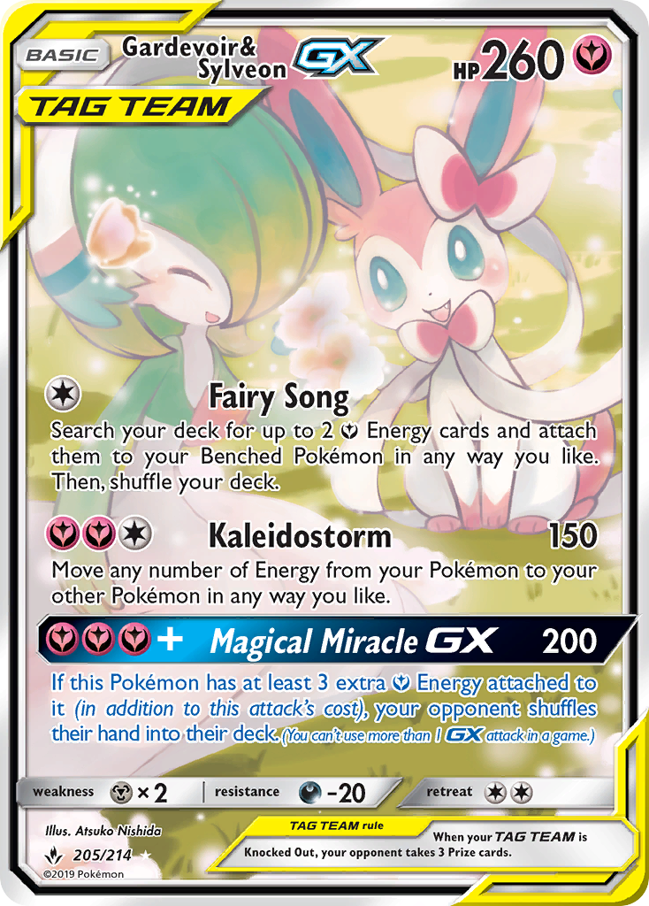 Gardevoir & Sylveon-GX – Unbroken Bonds 205/214 Pokémon card