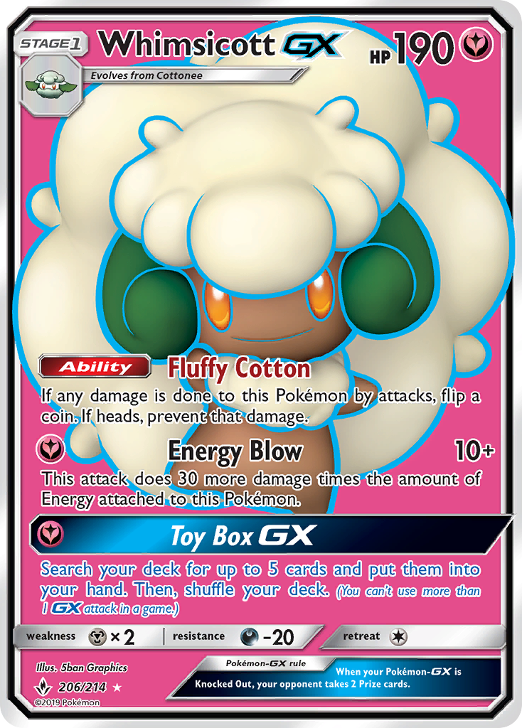 Whimsicott-GX – Unbroken Bonds 206/214 Pokémon card