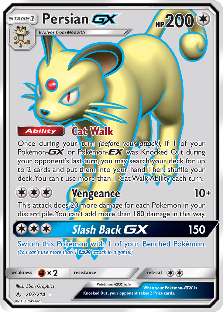 Persian-GX – Unbroken Bonds 207/214 Pokémon card