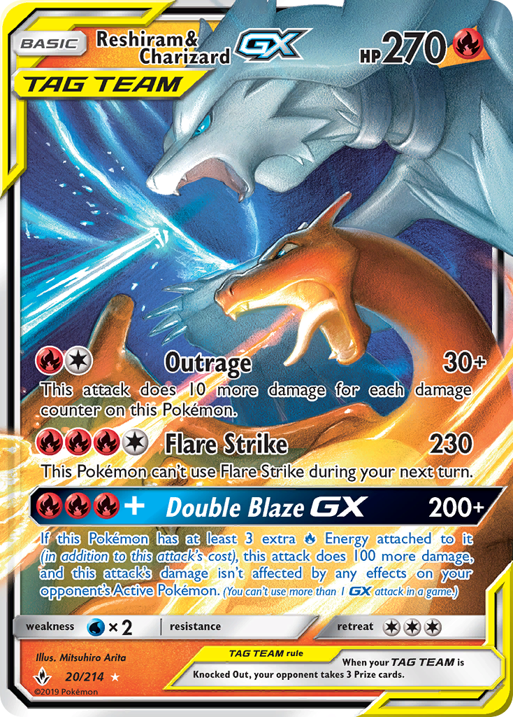 Reshiram & Charizard-GX – Unbroken Bonds 20/214 Pokémon card