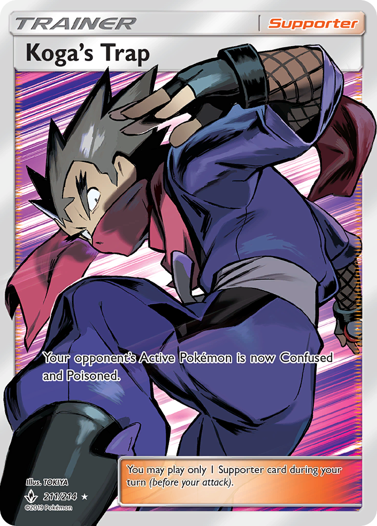 Koga's Trap – Unbroken Bonds 211/214 Pokémon card
