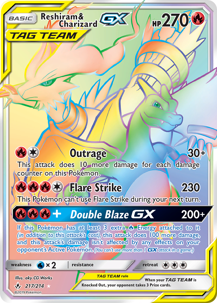 Reshiram & Charizard-GX – Unbroken Bonds 217/214 Pokémon card