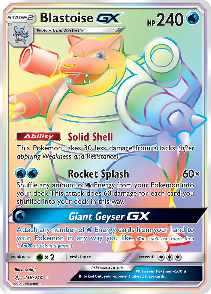 Blastoise-GX – Unbroken Bonds 218/214 Pokémon card