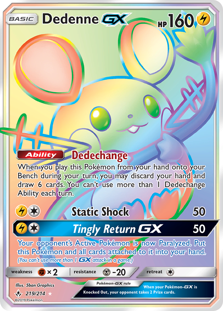 Dedenne-GX – Unbroken Bonds 219/214 Pokémon card
