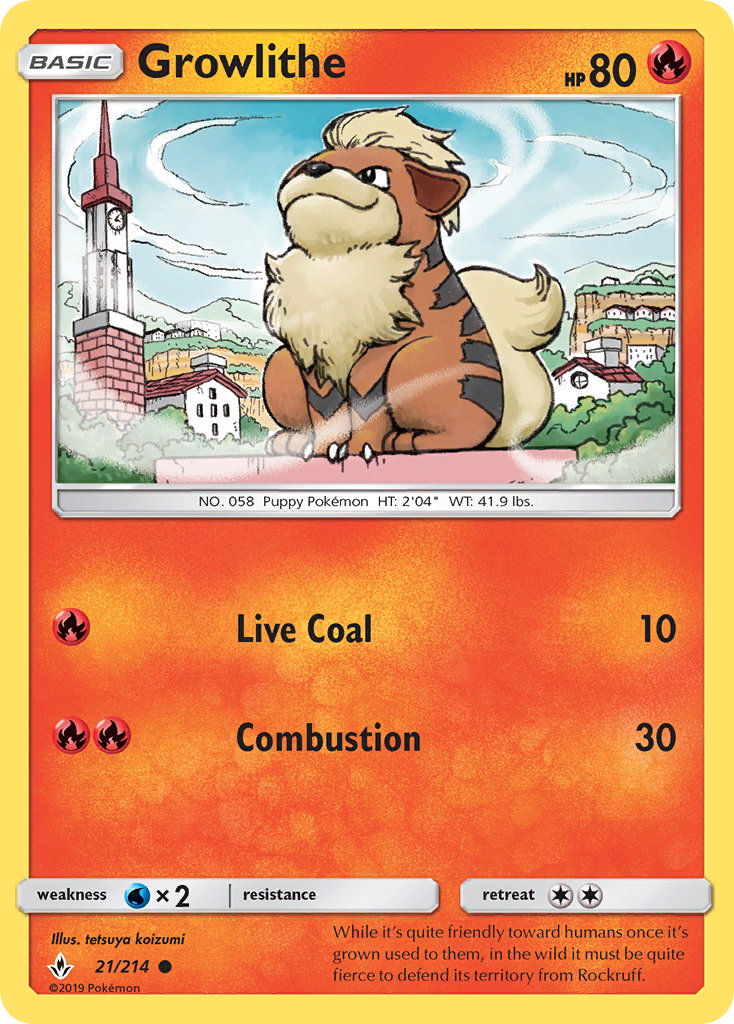 Growlithe – Unbroken Bonds 21/214 Pokémon card