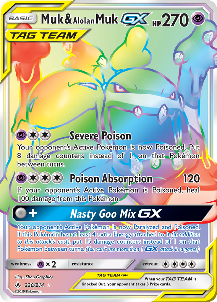 Muk & Alolan Muk-GX – Unbroken Bonds 220/214 Pokémon card