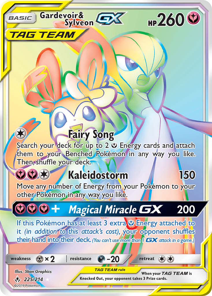 Gardevoir & Sylveon-GX – Unbroken Bonds 225/214 Pokémon card