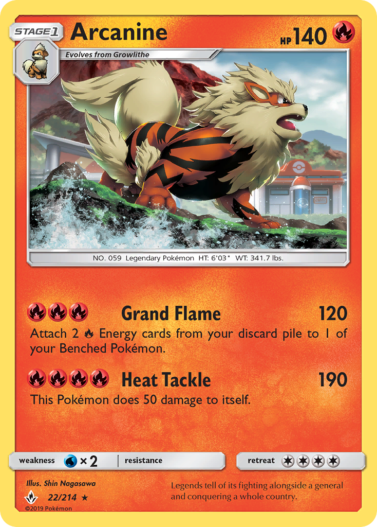 Arcanine – Unbroken Bonds 22/214 Pokémon card