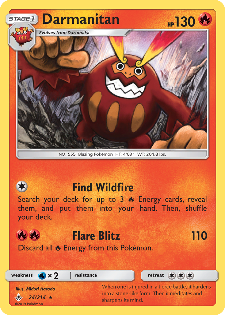 Darmanitan – Unbroken Bonds 24/214 Pokémon card