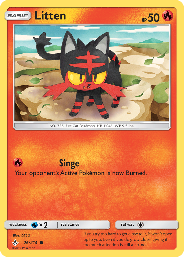 Litten – Unbroken Bonds 26/214 Pokémon card