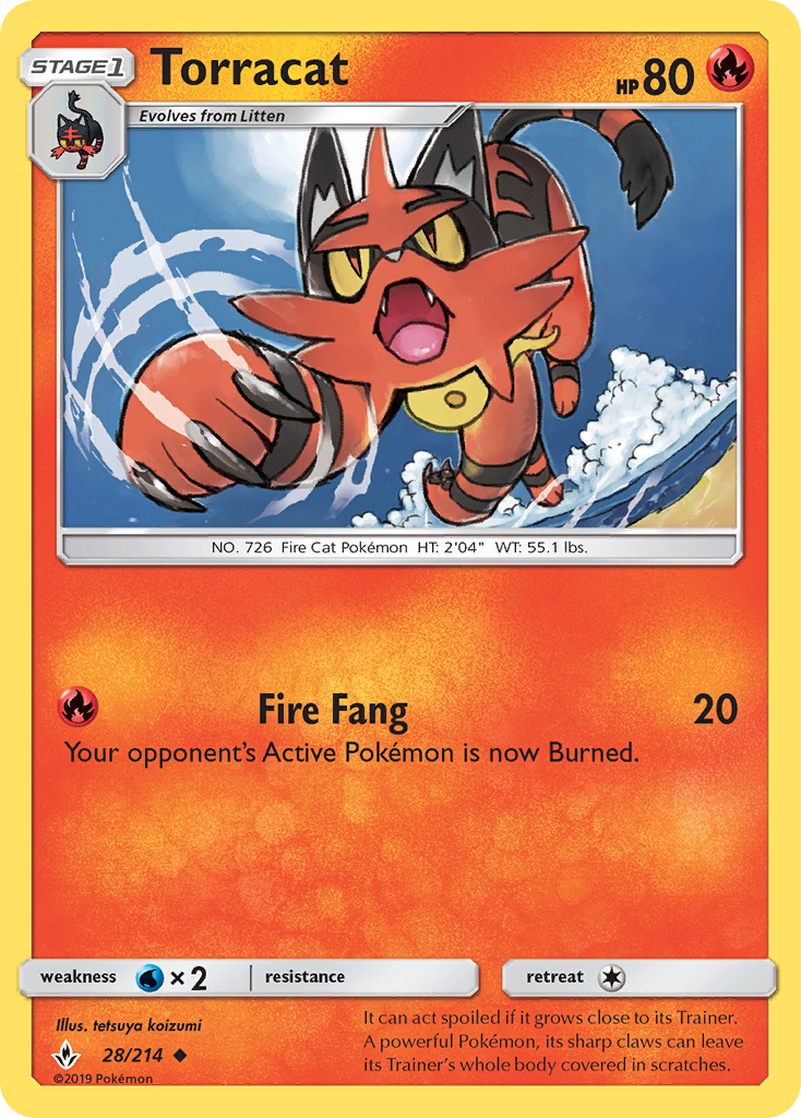 Torracat – Unbroken Bonds 28/214 Pokémon card